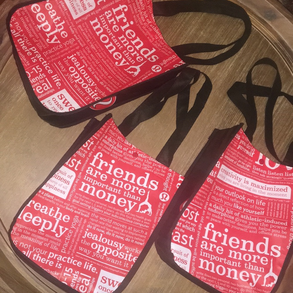 3 Red Lululemon Reusable Bags